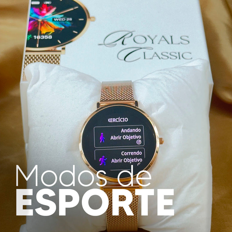 ROYALS CLASSIC WEARZONE | Smartwatch Elegante | AMOLED | VIDRO GORILLA GLASS até 3 Dias de Bateria