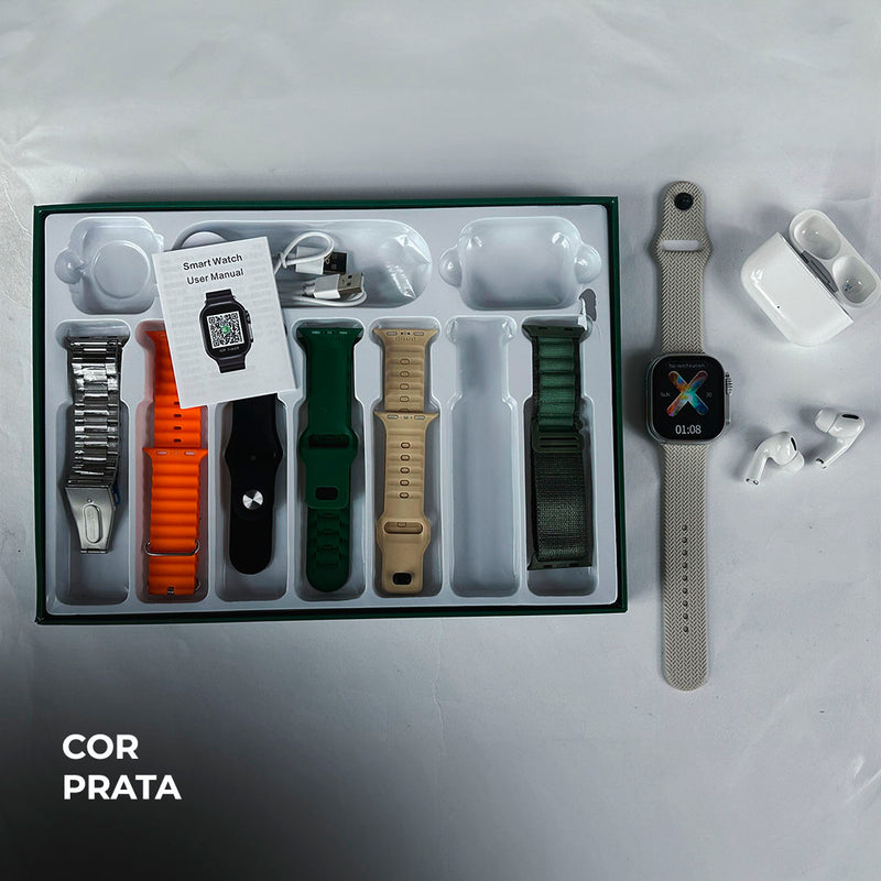 WS80 ULTRA 2 | ACOMPANHA FONE BLUETOOTH | KIT 7 pulseiras