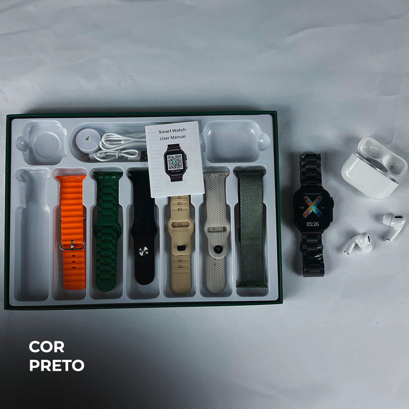WS80 ULTRA 2 | ACOMPANHA FONE BLUETOOTH | KIT 7 pulseiras
