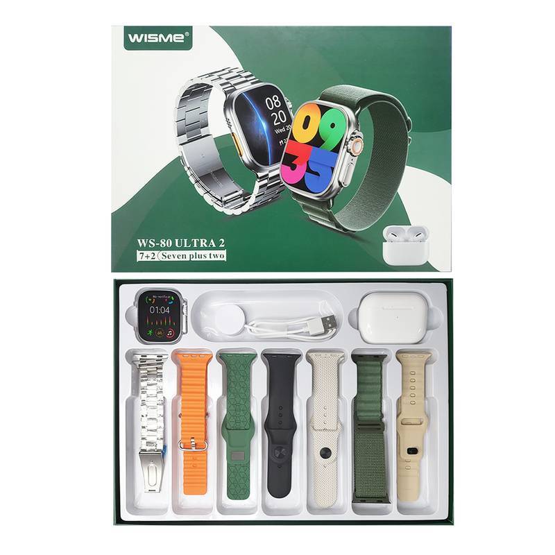 WS80 ULTRA 2 | ACOMPANHA FONE BLUETOOTH | KIT 7 pulseiras