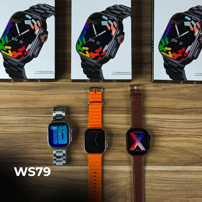 WS-79 ULTRA 2 | Kit 3 pulseiras | Pulseira de Couro e Metal | Segunda geração
